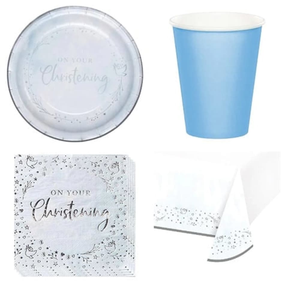 Blue On Your Christening 8 Person Value Party Pack