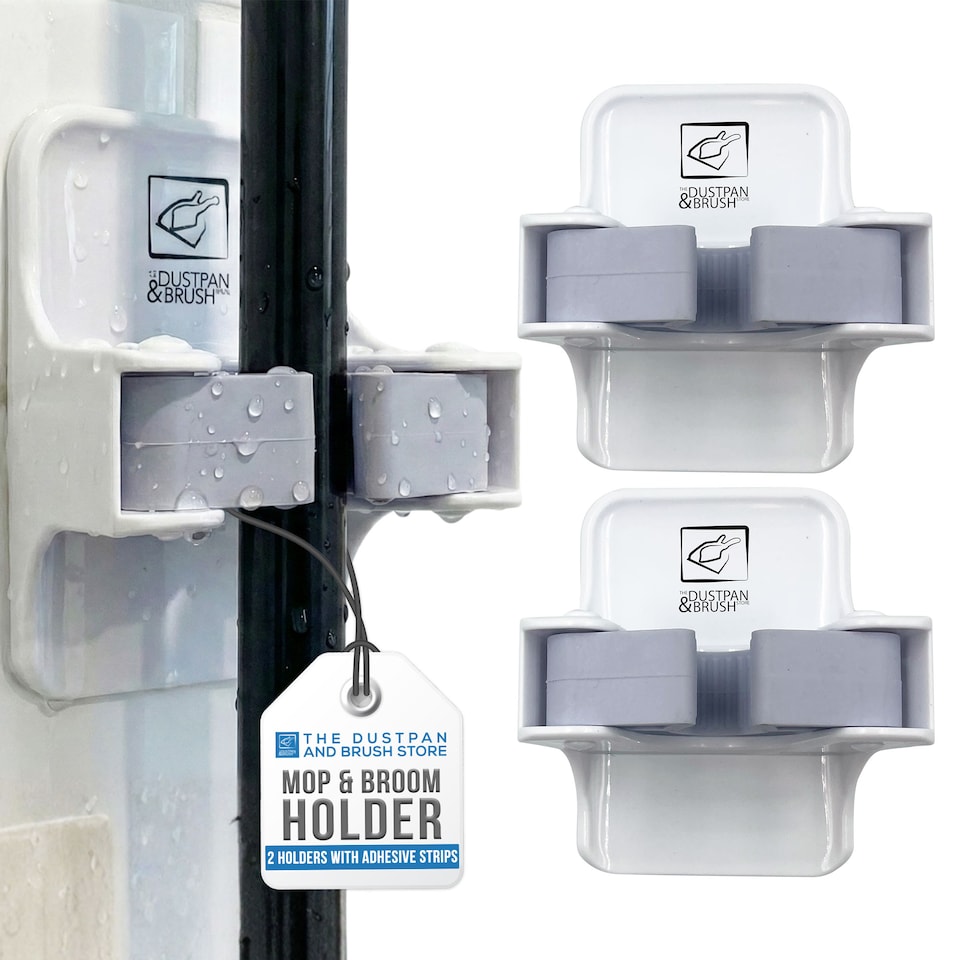 image 1 of Mop and Broom Holder Wall Mounted Easy Storage Gripper for Cleaning Tools
