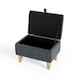 image 3 of Living and Home Linen Upholstered Storage Ottoman Footstool, Dark Grey