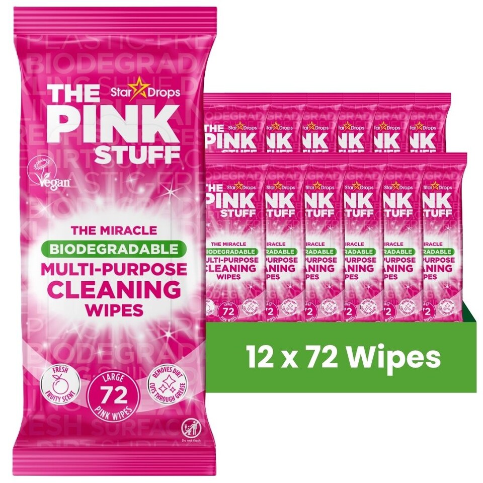 The Pink Stuff Miracle Biodegradable Multi-Purpose Cleaning Wipes 72 Wipes