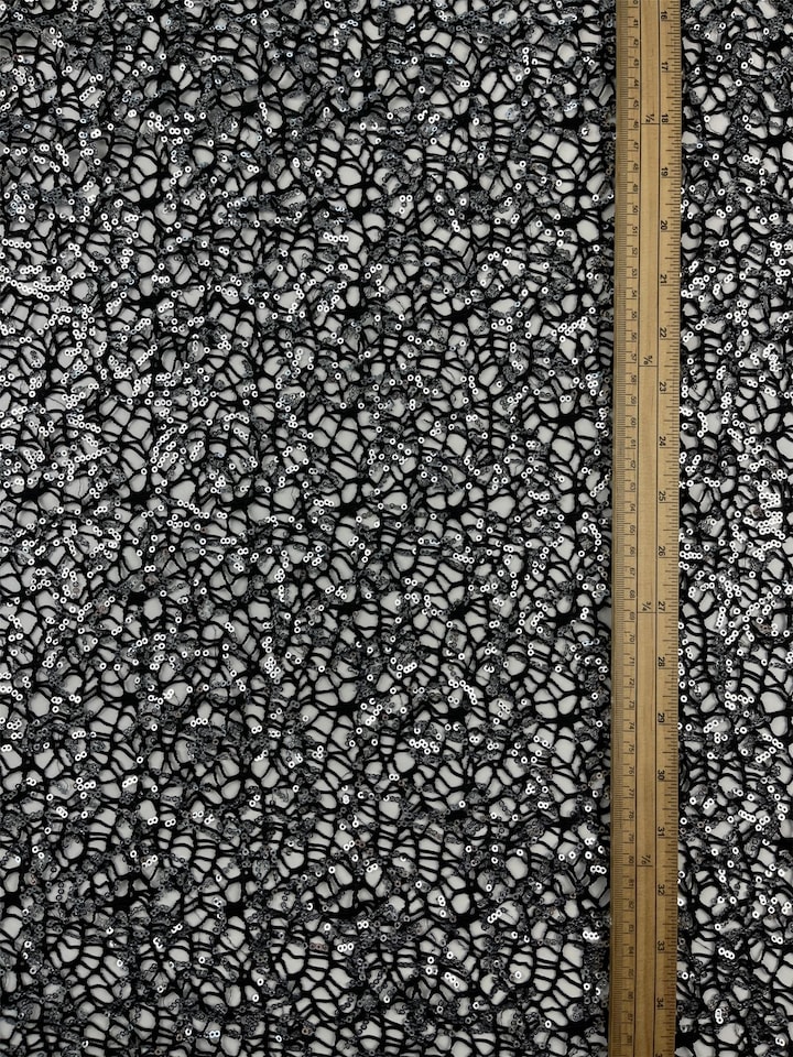 Black Embroidered Lace Fabric for Dressmaking, 126cm / 49" Wide - per metre