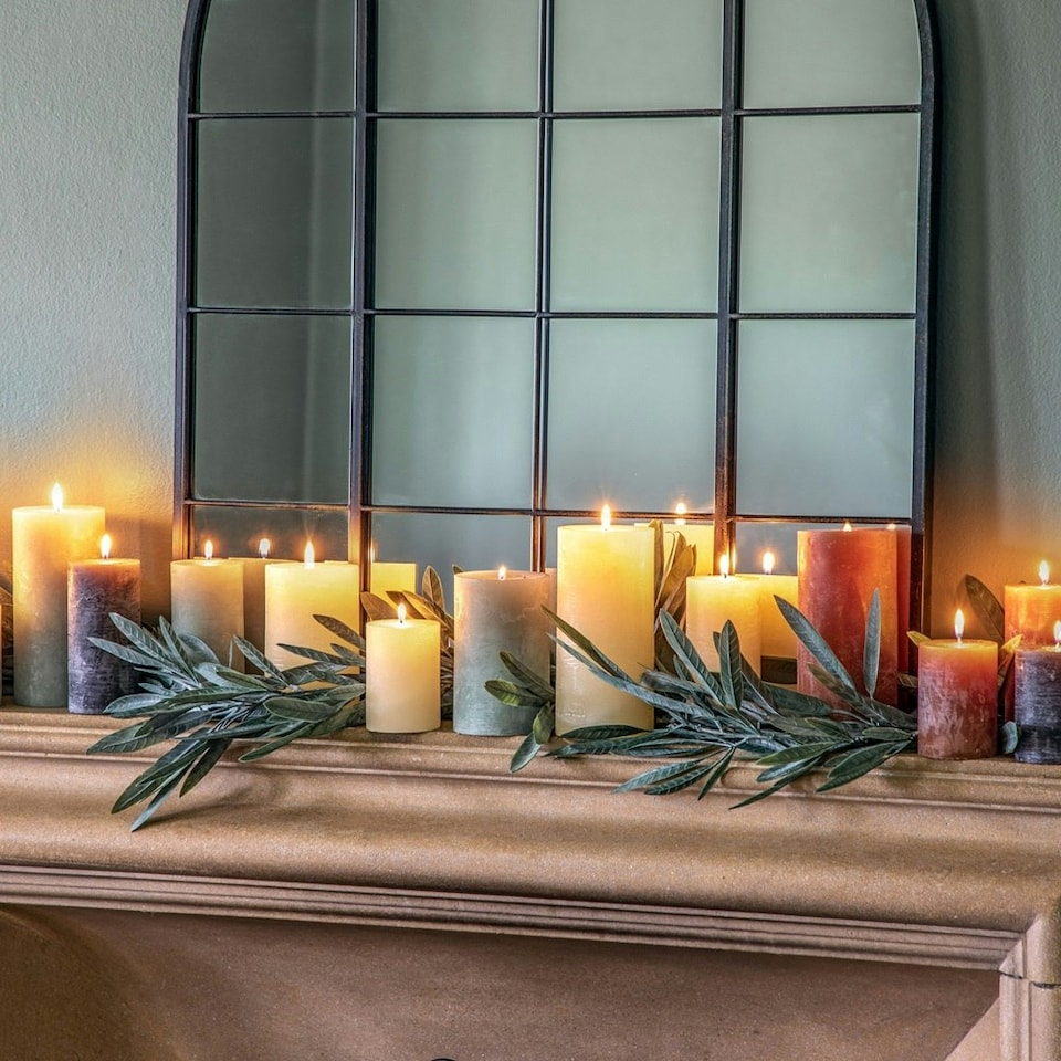 image 1 of Candles: 2 x 9.5cm x 7cm Pillar Candle, Amber Brown