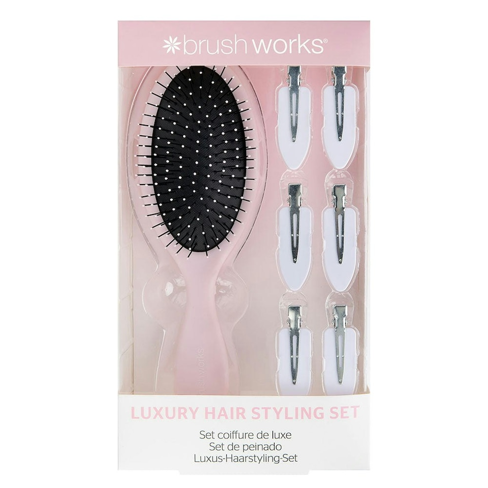 image 1 of Brushworks Luxury Pink Hair Styling Set