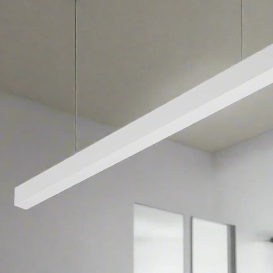 image 1 of CGC Luna White Linear LED Suspended Ceiling Light Pendant 1.2m 4000k Natural White LED White