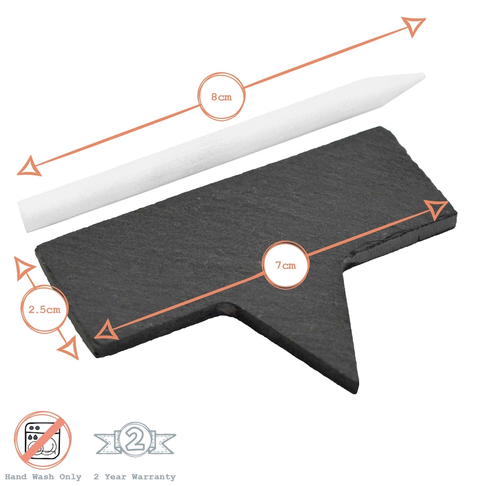 image 1 of Argon Tableware Slate Cheese Markers with White Chalk Pencils - 7 x 2.5cm