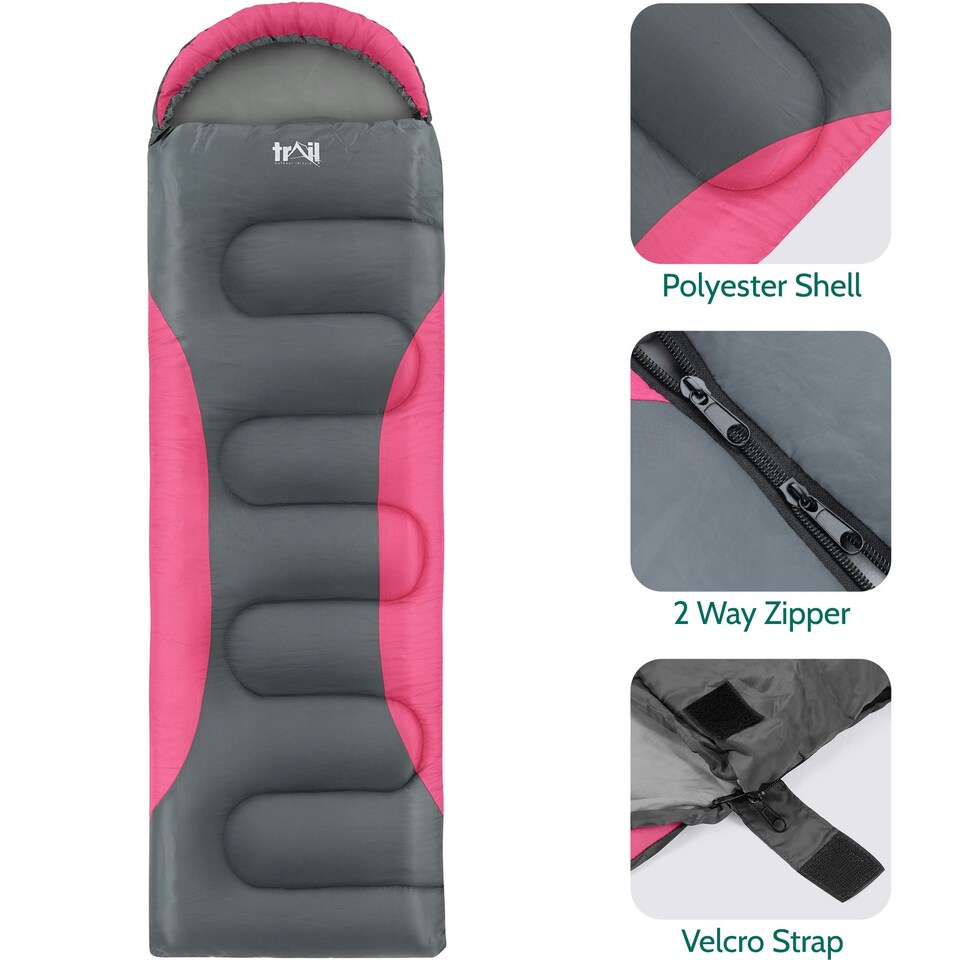 image 1 of Hooded Sleeping Bag - Pink