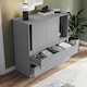 image 4 of 120cm 3 Sliding Door 4 Drawer Bedside Cabinet Storage End Unit Bedroom Furniture | Grey | Grey | 1