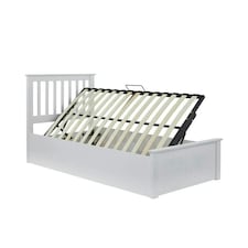 Francis White Wooden Ottoman Bed And Quartz 1000 Pocket Sprung Mattress Single N/A