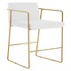 image 2 of Interiors by Premier White Bar Chair Stool with Back, Gold Frame Sleek Breakfast Bar Stool for Home Bar, Bar Chair with Footrest