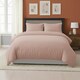 image 2 of Embossed Stripe Duvet Cover Soft Microfibre Bedding with Pillowcases | Pink | Single