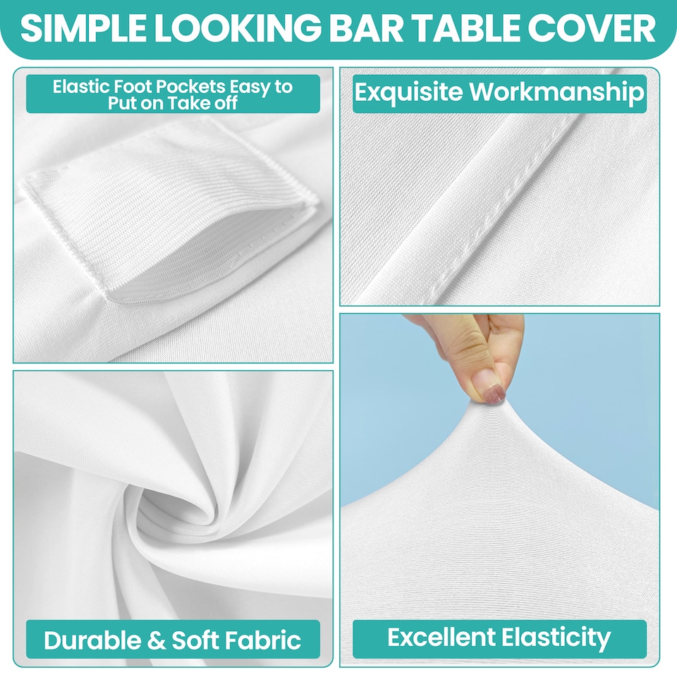 image 1 of 1pc Cocktail Spandex Tablecloth, Table Cover with Leg Pockets - 32" Round