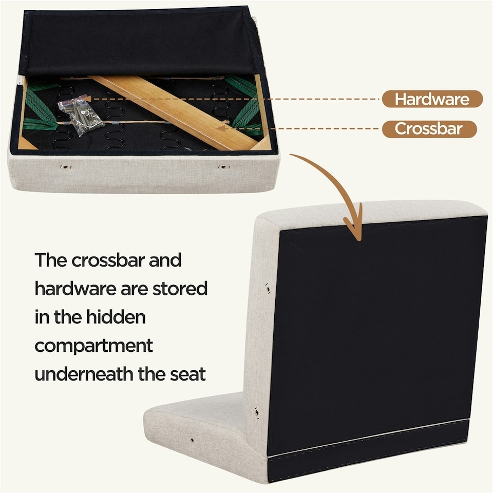 image 1 of Yaheetech Fabric Accent Chair with Rattan Sides Rubberwood Legs | White | Beige