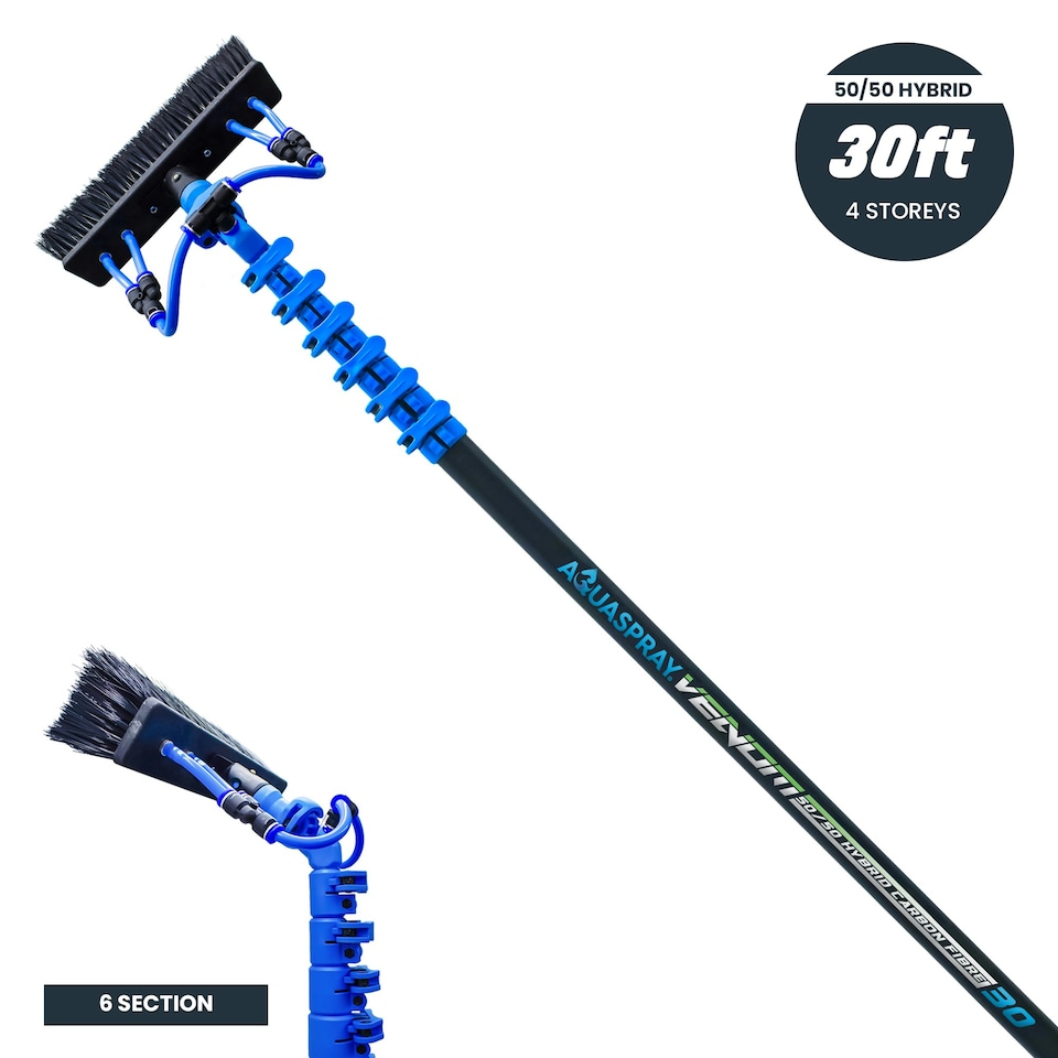image 1 of Aquaspray® Venom 30ft Hybrid 50/50Window Cleaning Pole Black