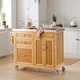 image 5 of SoBuy Kitchen Storage Trolley with Stainless Steel Top, Bamboo, 45.3x18.1x36.2 in, 23.9 kg - FKW70-N