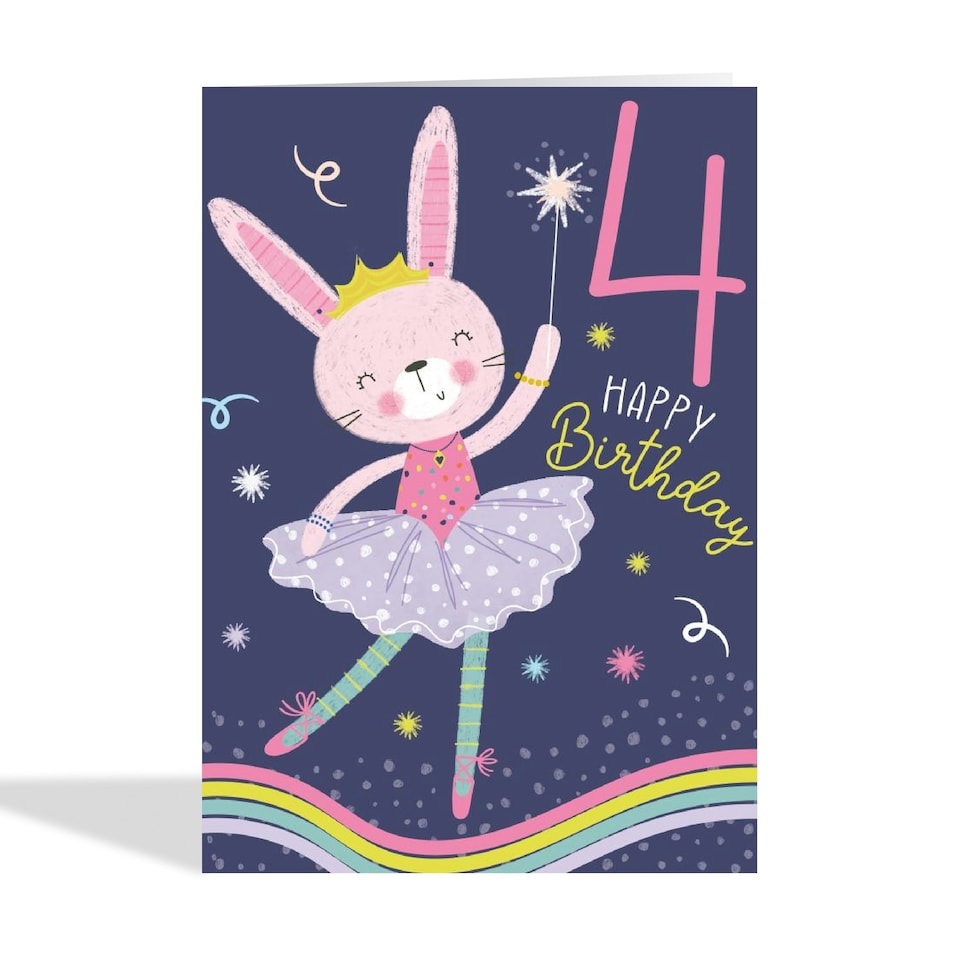 image 1 of Cute Ballerina 4th Birthday Card For Her