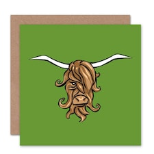Highland Bull Horns Cool Cow Scottish Scotland Card