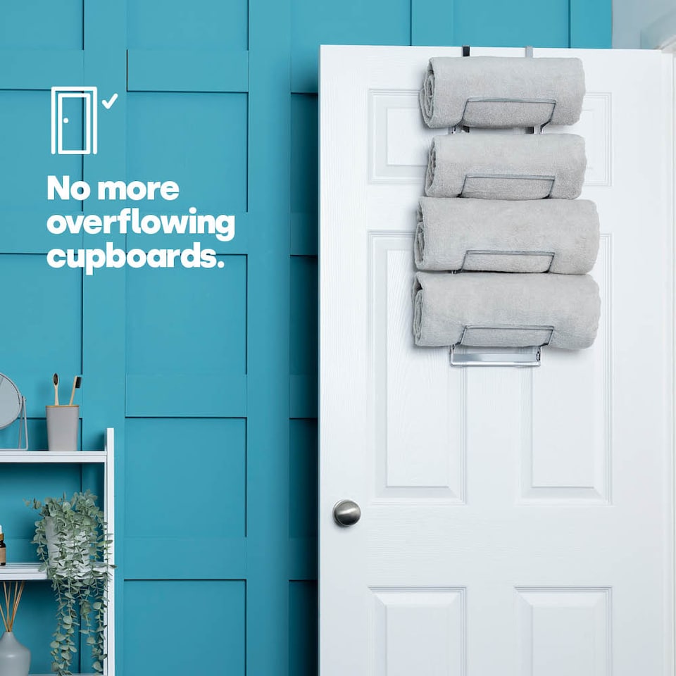 image 1 of Over Door Towel Holder Rack Chrome