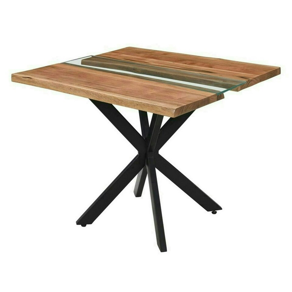 image 1 of Live Edge Collection Square River Dining Table - Glass - L90 x W90 x H78 cm - Brown Brown