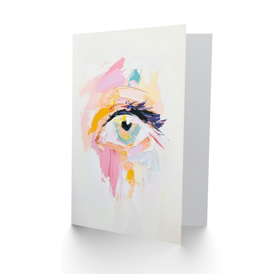 image 1 of Female Eye Study Pastel Colour Oil Painting Birthday Greeting Card