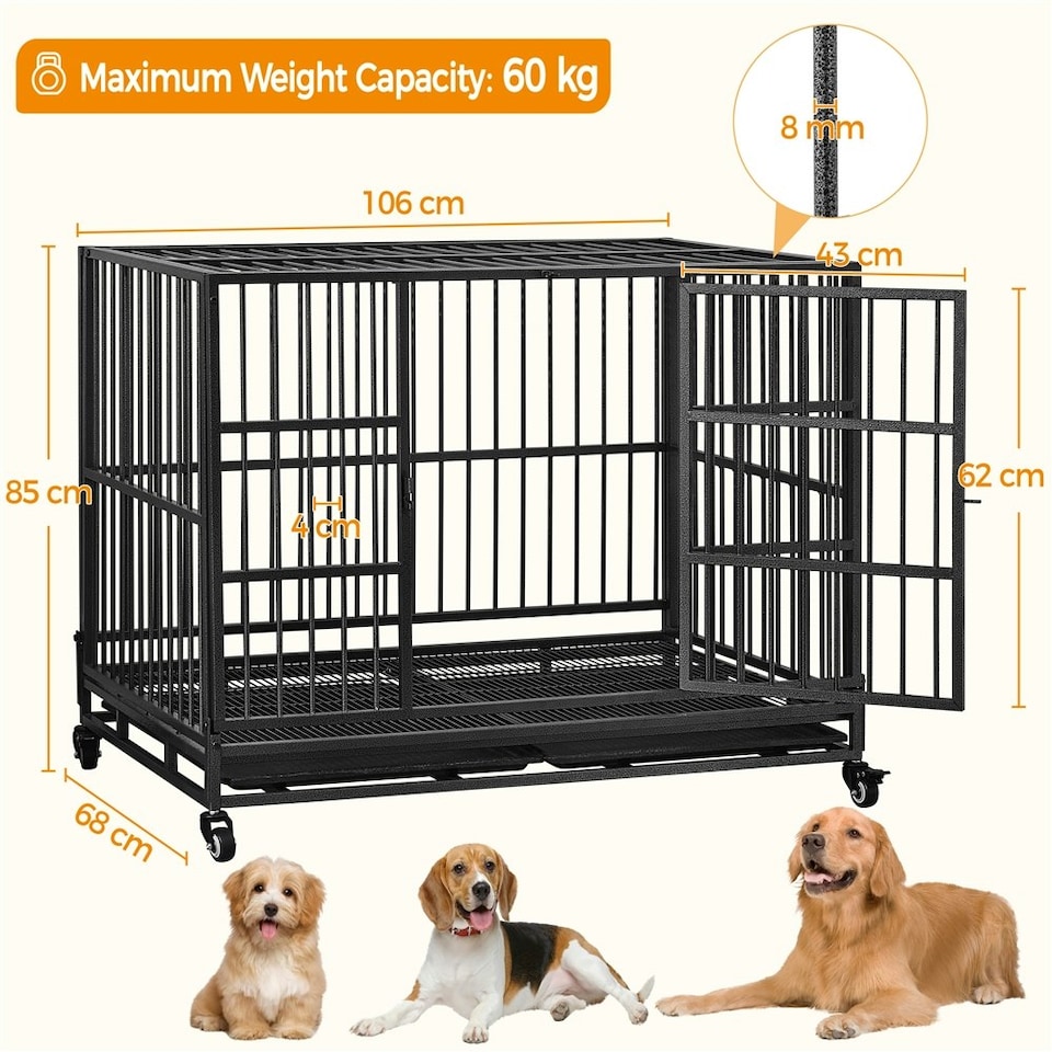 image 1 of Yaheetech 106 cm Indestructible Dog Crate Black