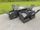 image 3 of Fimous Rattan Garden Furniture Gas Fire Pit Rectangle Oblong Dining Table And Chairs 6 Seater Plus Rectangular Table