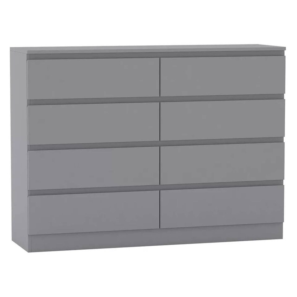 image 1 of Minimalist Chest of 8 Drawers - 88.3x120x35cm | Grey | Grey & Grey | 1