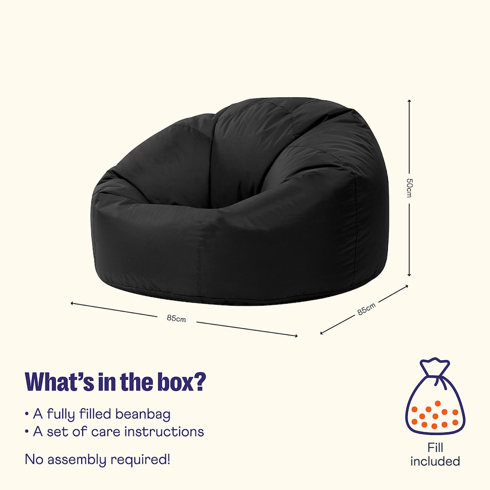 image 1 of Adult Classic Beanbag Outdoor Waterproof Bean bags Ready Filled - Black | Black | Black | 1