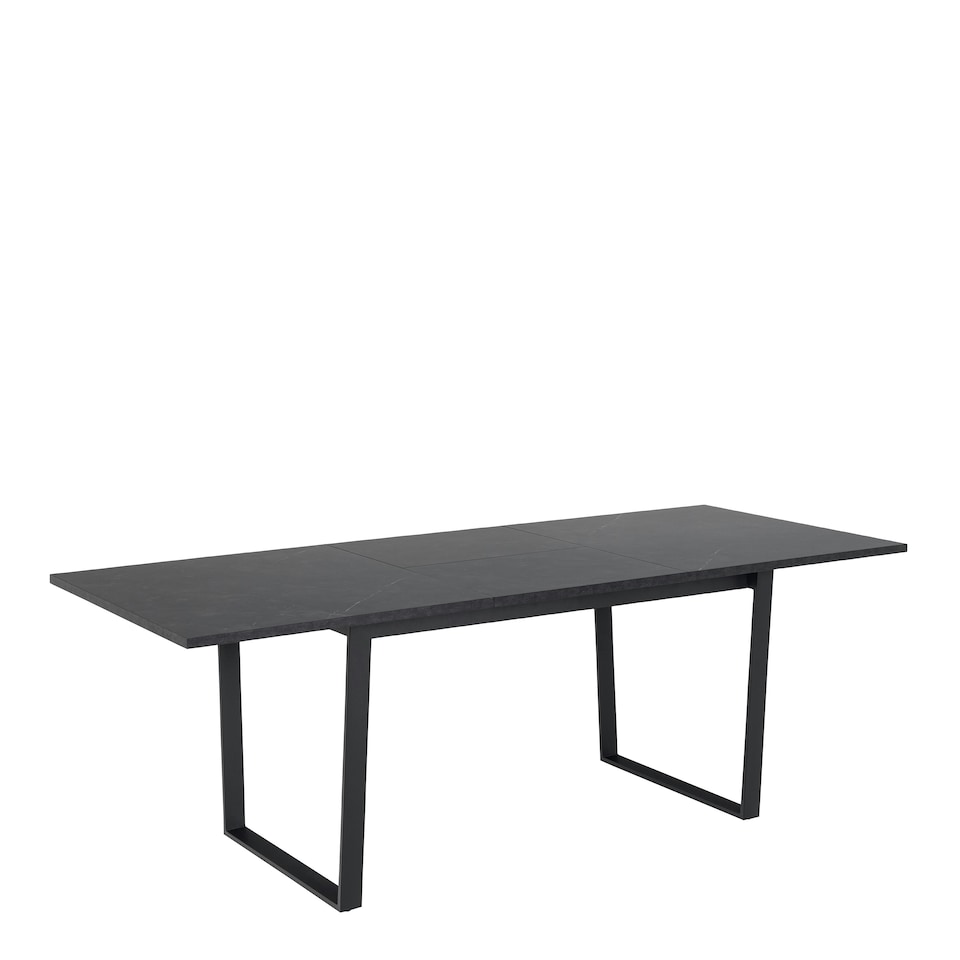 image 1 of Amble Extending Dining Table with Black Marble Melamine Top & Black Legs 160-220