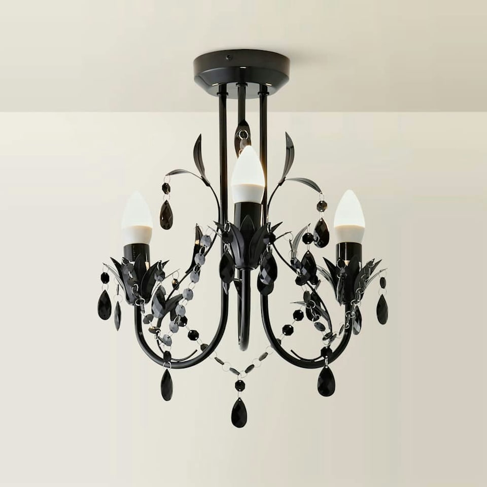 image 1 of ValueLights Odelia 3 Way Black Ceiling Light Chandelier