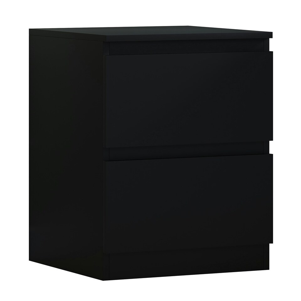image 1 of FWStyle Carlton 2 Drawer Bedside Nightstand - Matt Black