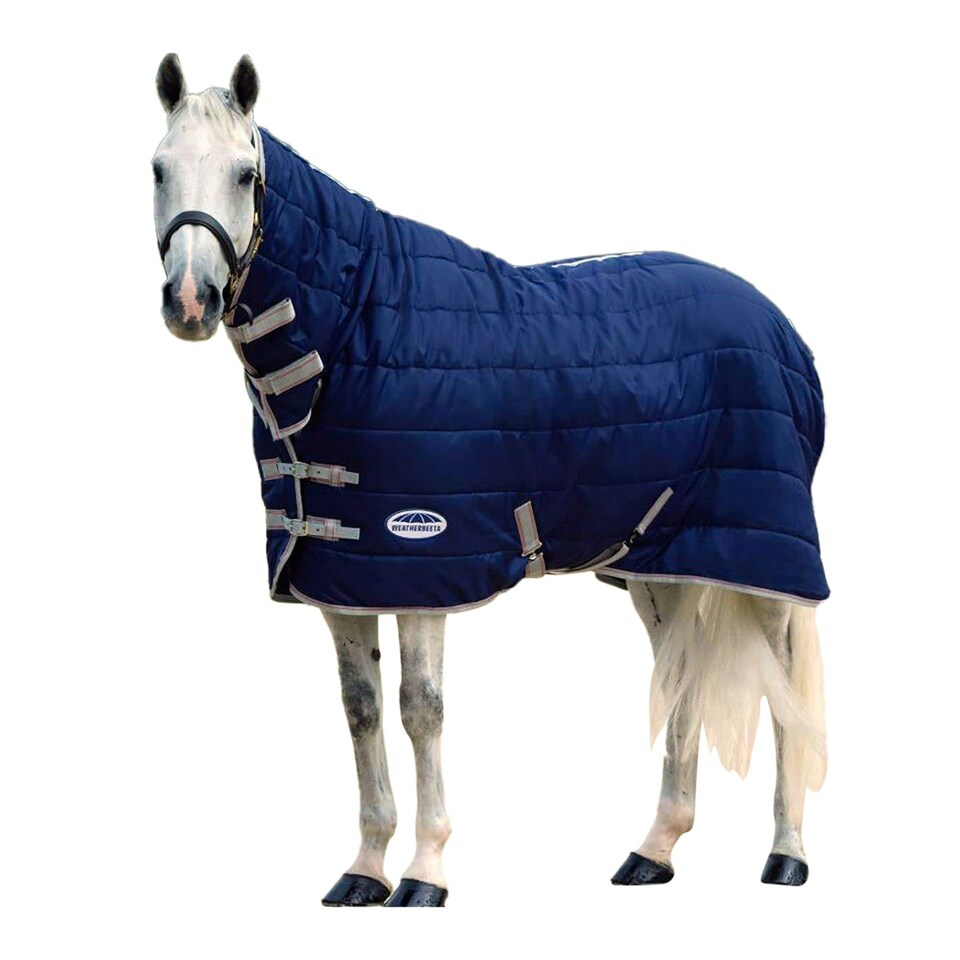 image 1 of Weatherbeeta Comfitec Medium/Lite 210d Channel Quilt Combo Neck Stable Rug - Navy/Silver/Red - 5 ft 9