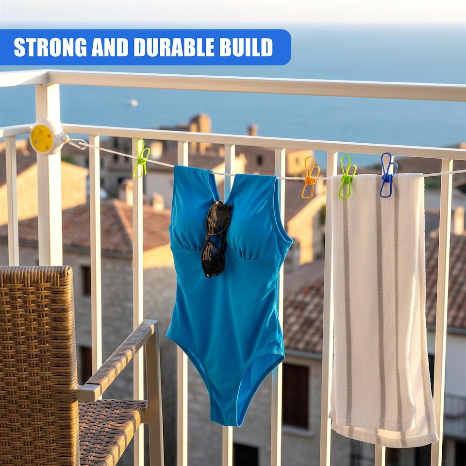 image 1 of GEEZY Portable Washing Line Travel Laundry Rope White
