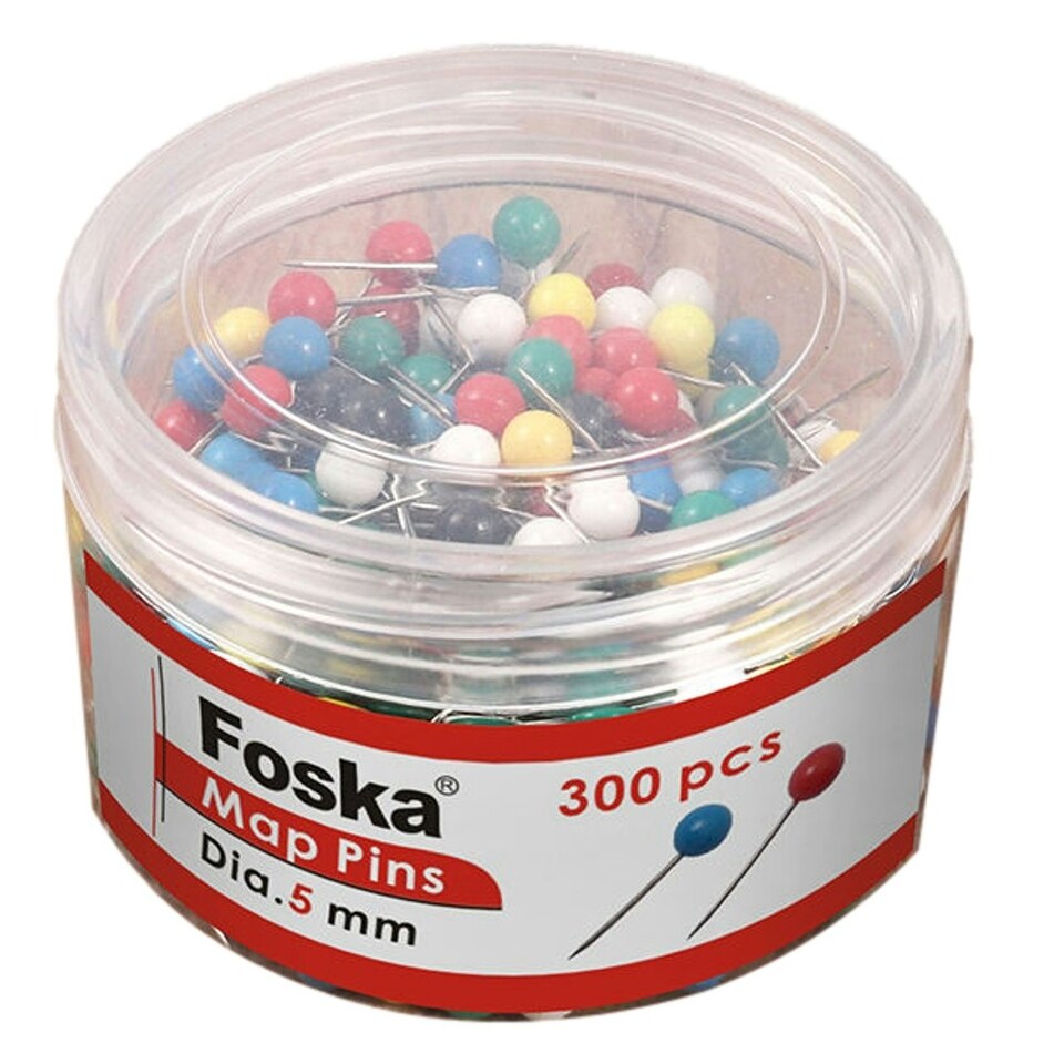 image 1 of Tub of 300 Assorted Colour Map Pins 5mm