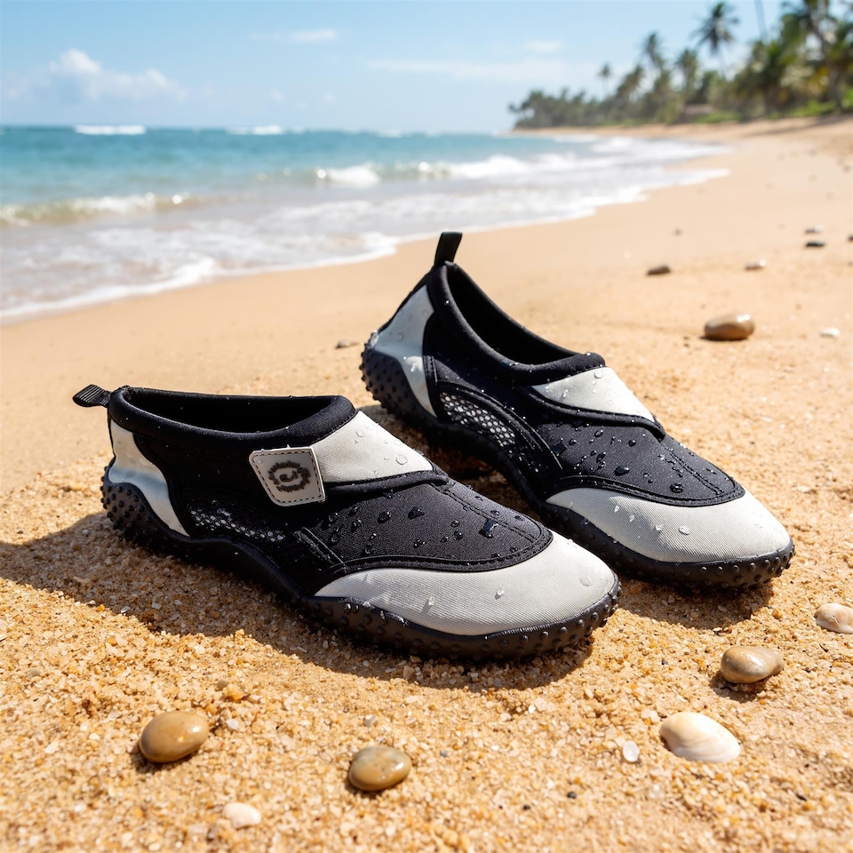 image 1 of GEEZY Aqua Water Shoes, Unisex, Beach Surfing Holidays - Grey, UK Adult 10