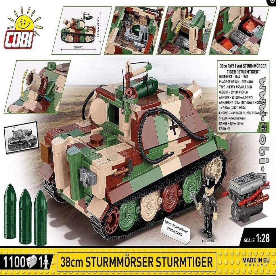 image 1 of Sturmmorser Tiger "Sturmtiger" brick tank model - COBI-2585 - 1100 bricks
