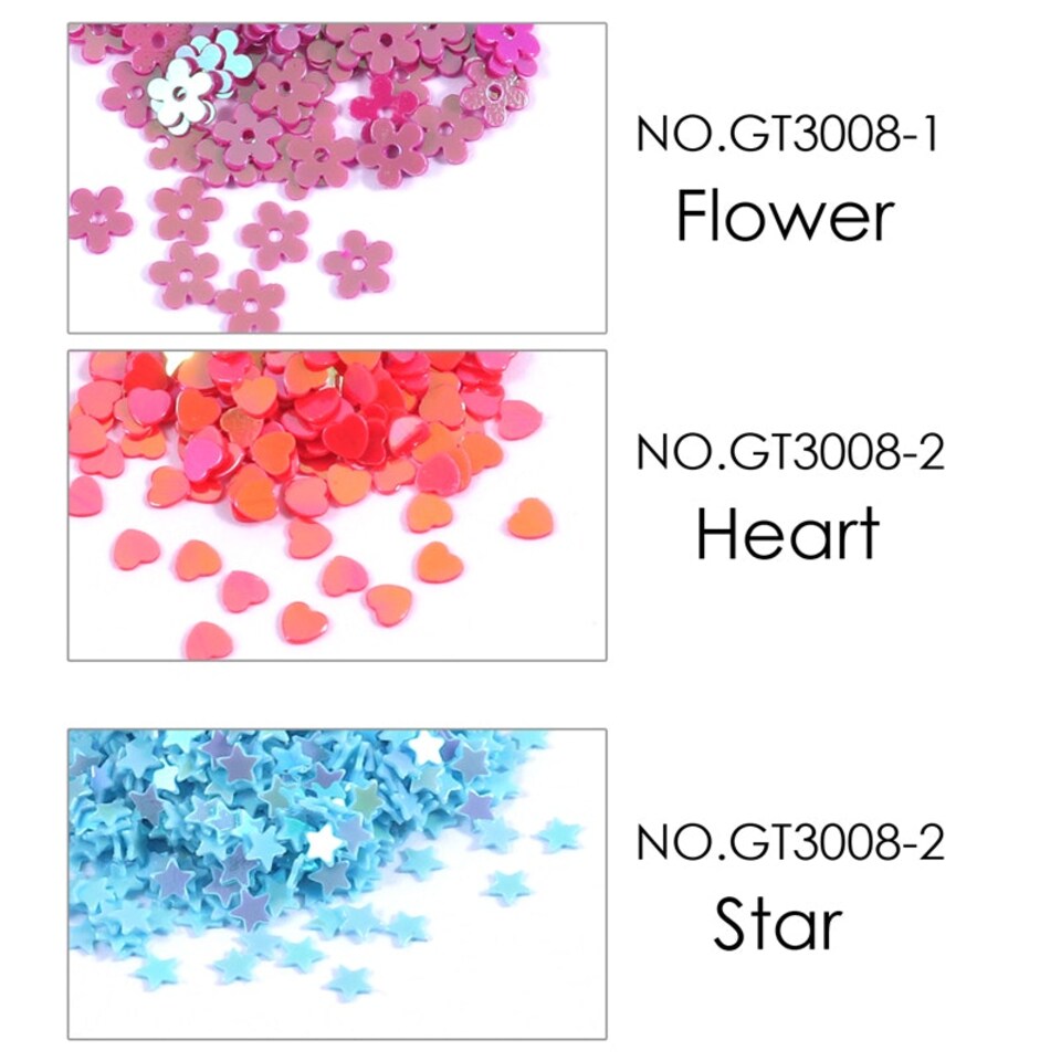 image 1 of Pack of 12 Assorted Colors Cosmetic Puff Heart Shape Glitter 7g