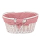 image 4 of Medium White Swing Handle Wicker Shopper with Red and White Checked Lining | Red | Red Checked