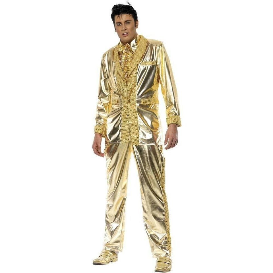 image 1 of Elvis Presley Mens Shiny Costume - Gold - L | Multi | L