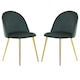 image 1 of Set of 2 Lucia Ergonomic Velvet Dining Chairs with Wooden Legs, Modern Upholstered Accent Chair | Green