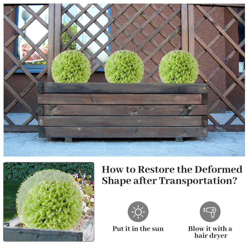 image 1 of COSTWAY 2 PCS Artificial Plant Topiary Balls Green Green | One Size