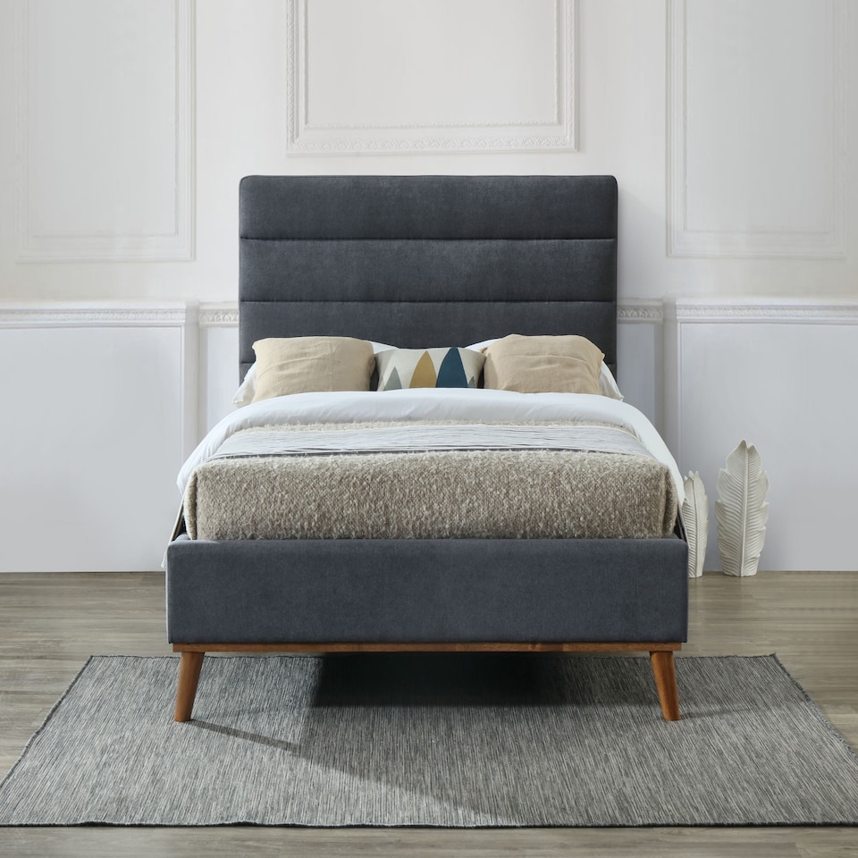 image 1 of 5ft King Size Dark Grey Soft Velvet Fabric Upholstered Bed Frame Bedstead