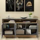 image 4 of Modern Grey and Oak Sideboard 140 cm – 3 Door Cabinet with Open Shelf Grey