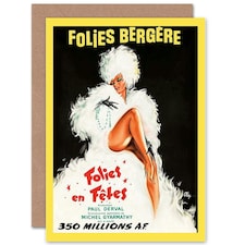 Ad Theatre Cabaret Folies Bergere Dancer Art Card