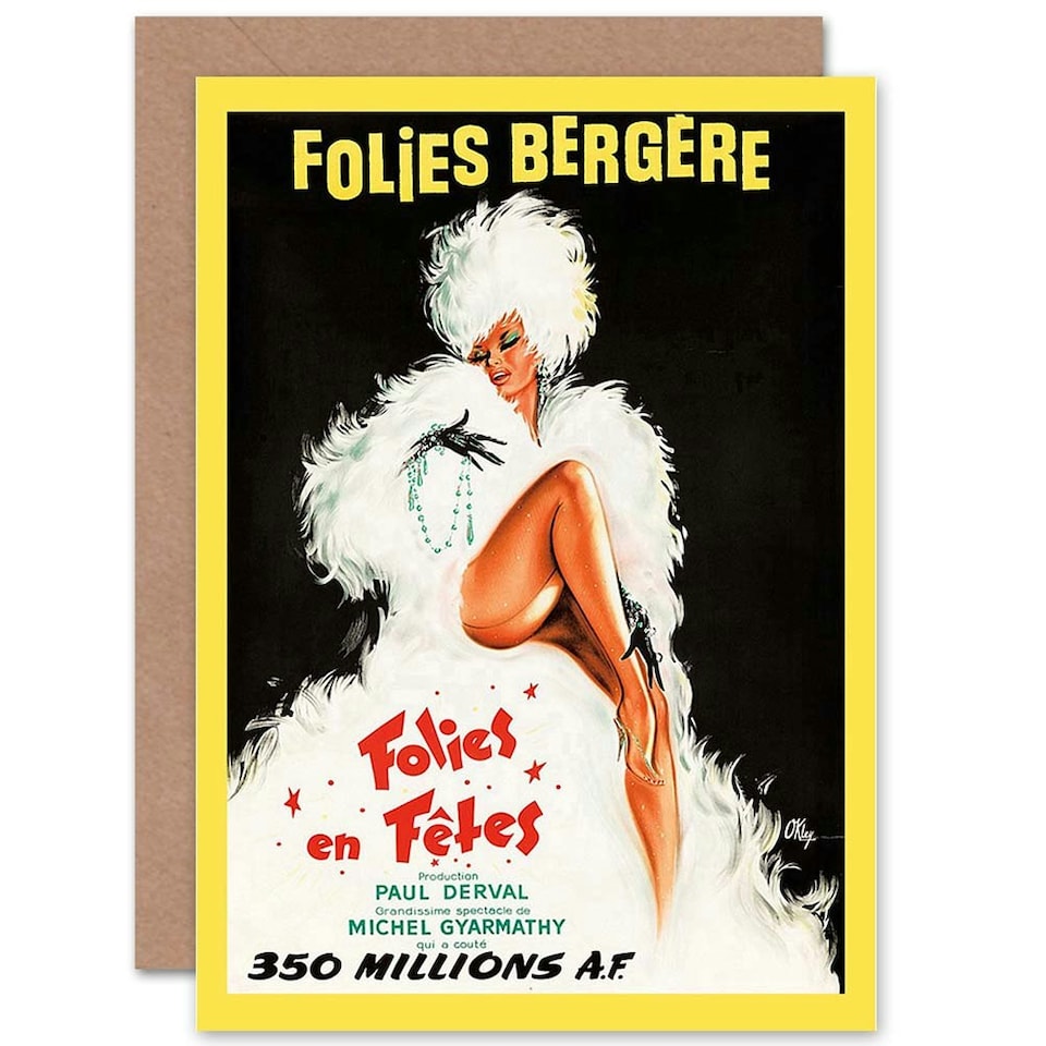 image 1 of Ad Theatre Cabaret Folies Bergere Dancer Art Card