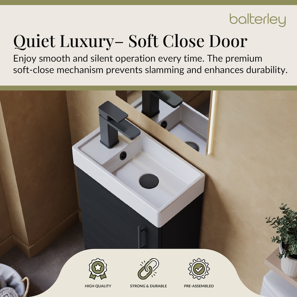 image 1 of Floor Standing Vanity Basin 400mm Charcoal & Matt Black Handle | Black | Charcoal Black | 861 x 405 x 222mm