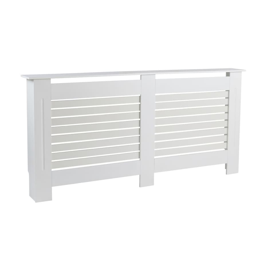 image 1 of Extending Radiator Cover Adjustable Wooden MDF Slatted Grill | White