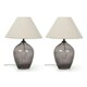 image 3 of ValueLights Olivet Pair of Grey Glass Table Lamps with Fabric Tapered Lampshade Bedside Light