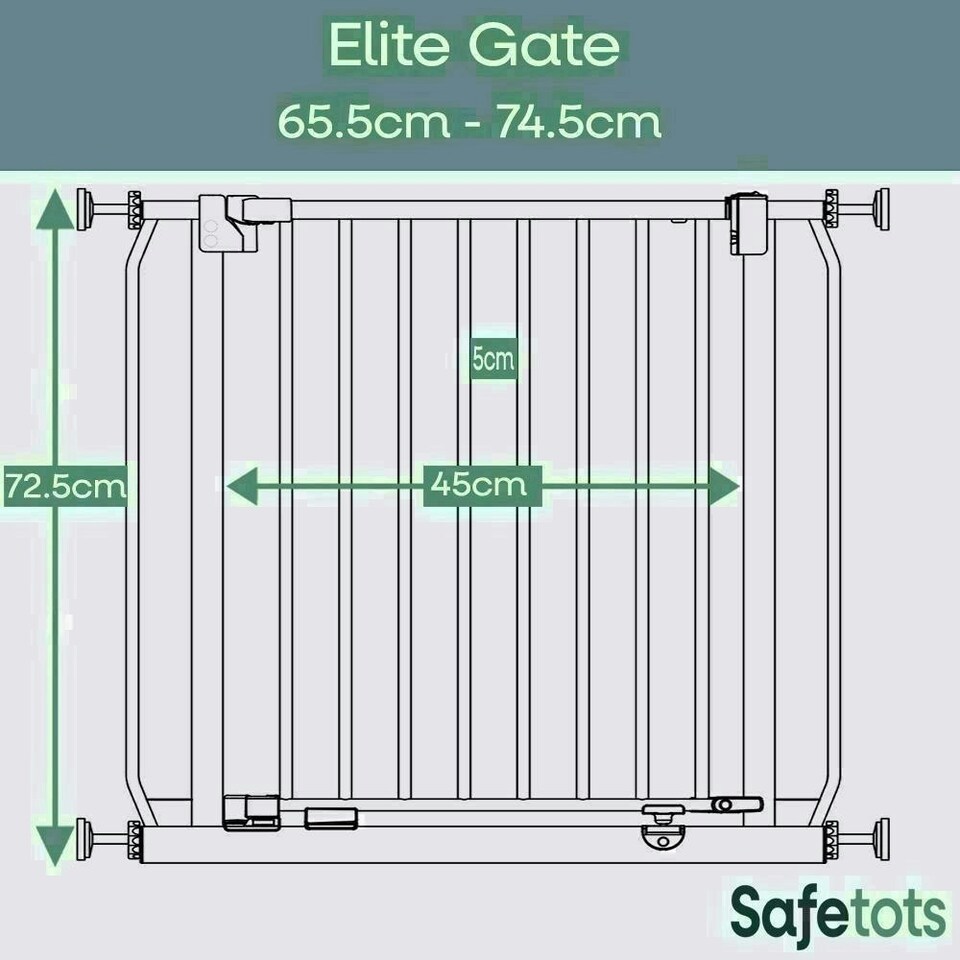 image 1 of Bettacare Elite Pressure Dog Gate Narrow, 65.5cm - 74.5cm, Matt Grey, Narrow Pressure Fit Pet Gate for Dog and Puppy