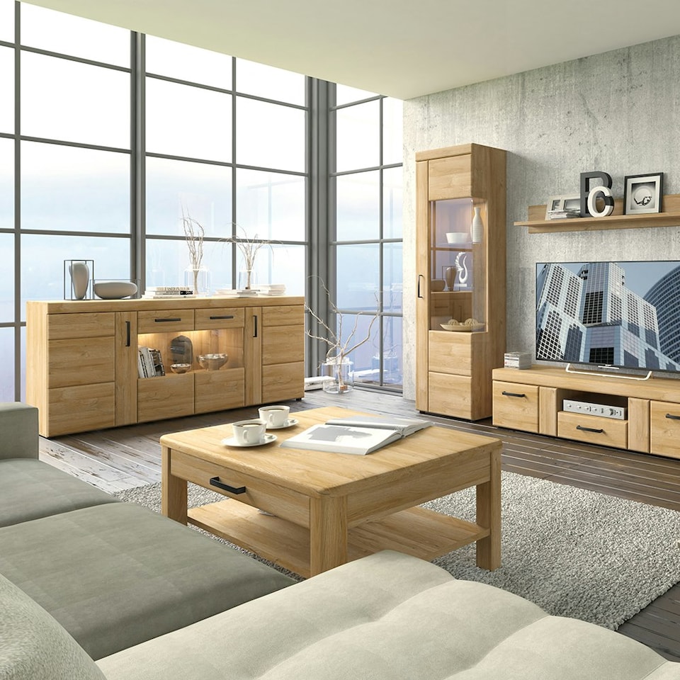 image 1 of Cortina 4 Door Wide Glazed Sideboard in Grandson Oak