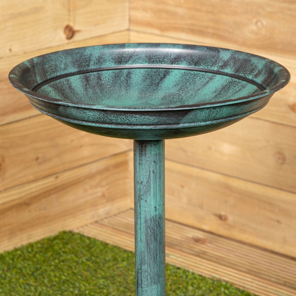 image 1 of 63cm Verdi Green Traditional Garden Patio Resin Bird Bath | Green | Green